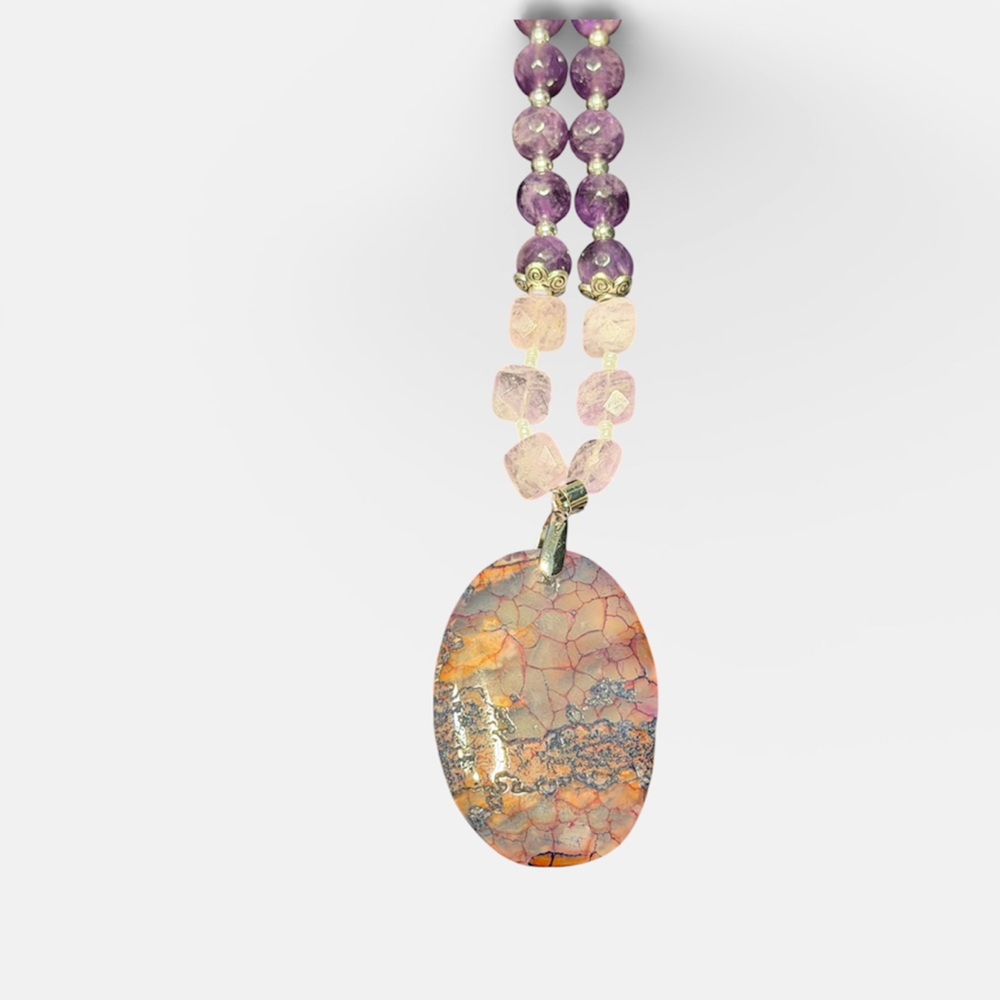 Handcrafted Amethyst Beaded Necklace - Picture 6 of 7